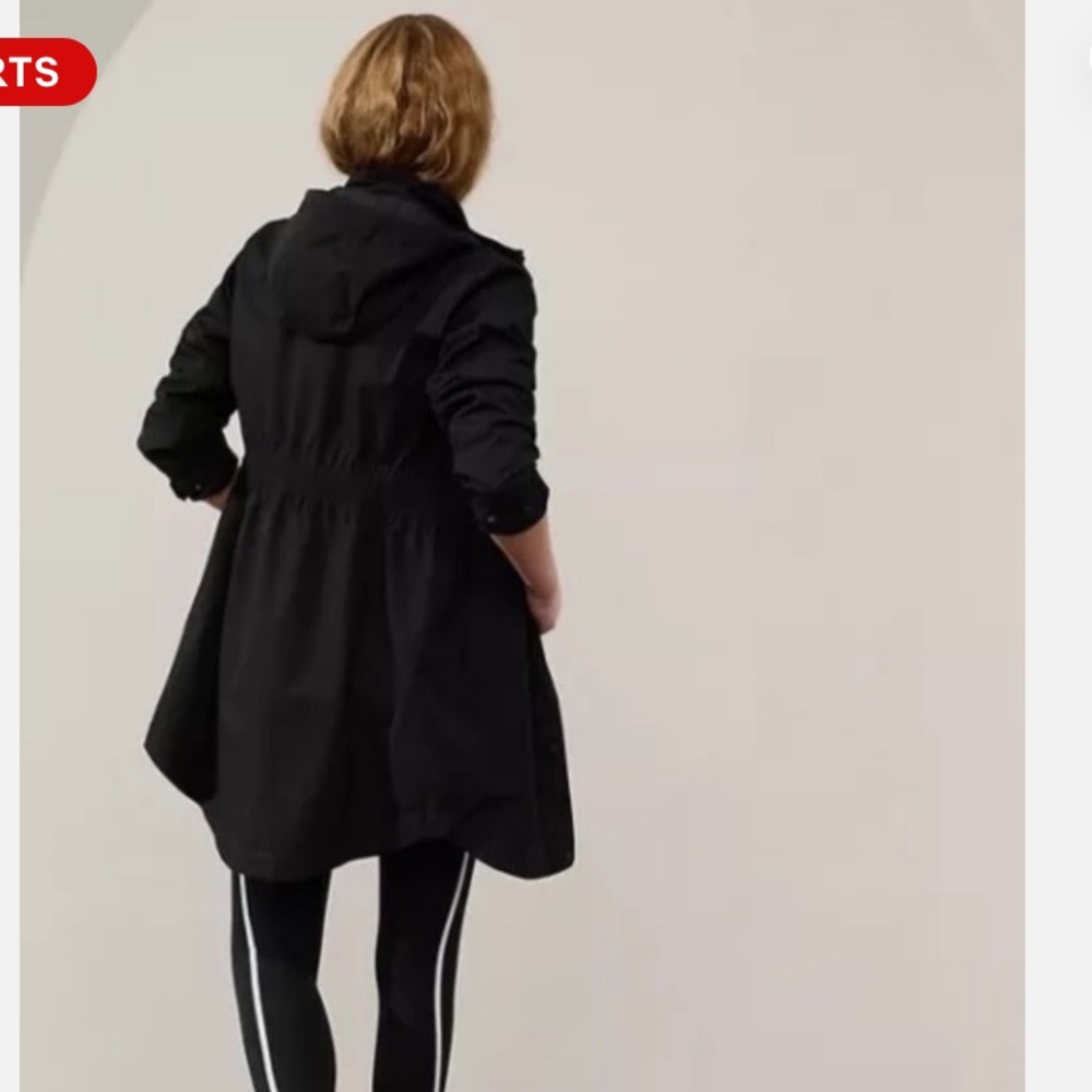 Athleta hooded Black Trench Coat Water-Proof 3x NWT - Picture 3 of 8